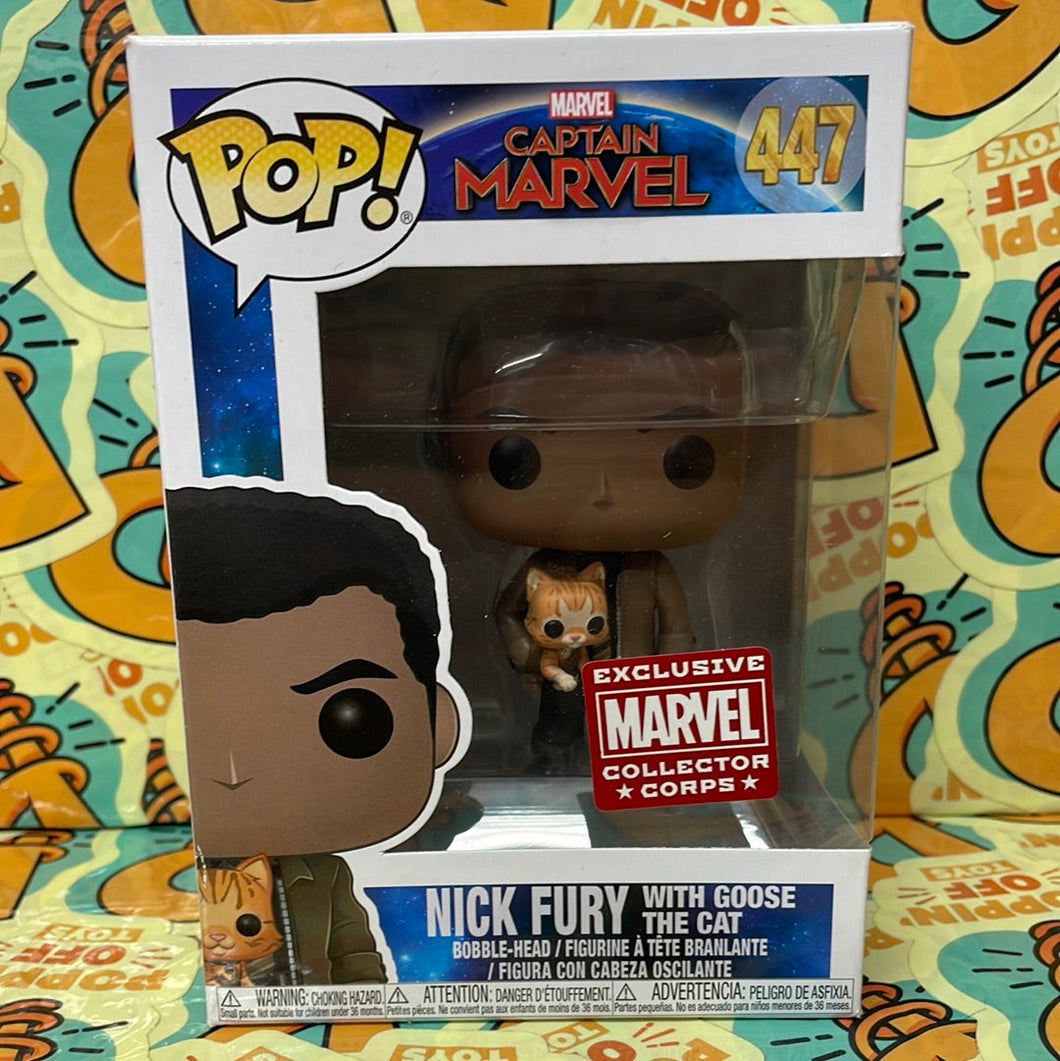 Pop! Marvel: Captain Marvel -Nick Fury w/ Goose the Cat (Collector Corp Exclusive) 447