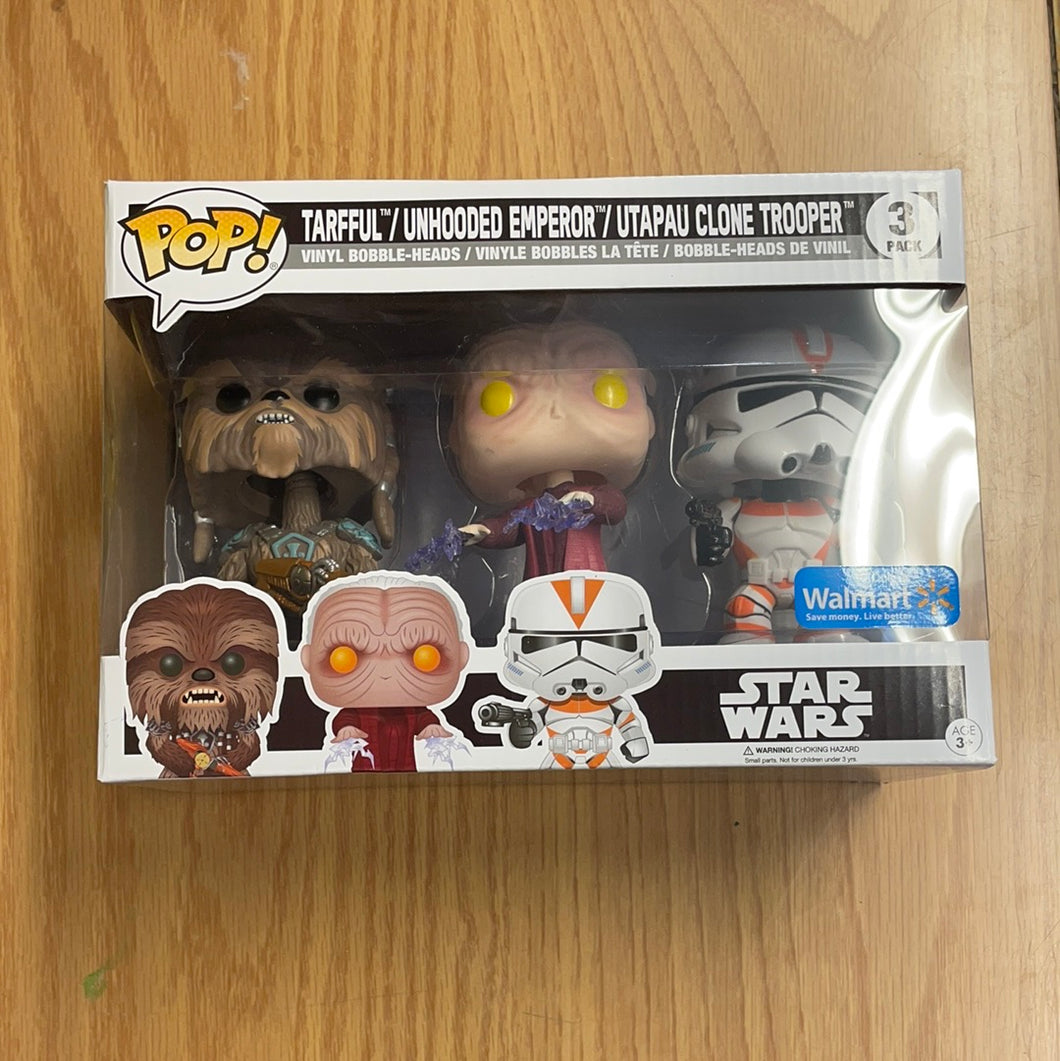 Pop! Star Wars: Tarful/ Unhooded Emperor/ Utapau Clone Trooper (Walmart Exclusive)