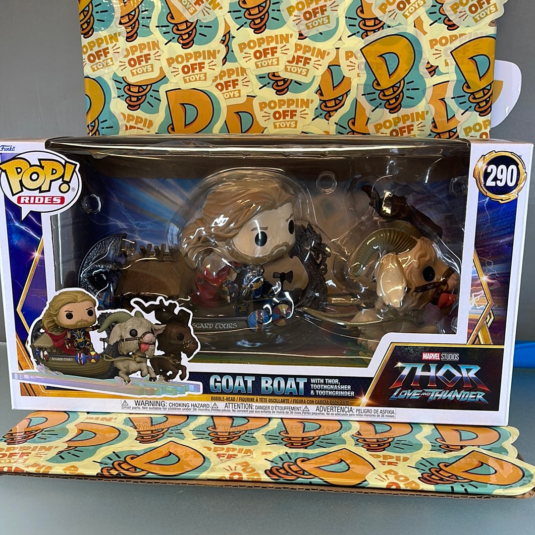 Pop! Ride: Marvel - Thor: L&T - Goat Boat with Thor, Toothgnasher & Toothgrinder