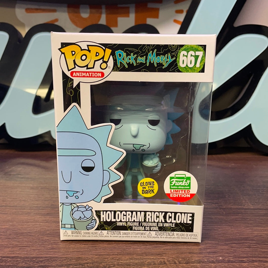 Pop! Animation: Rick and Morty – Hologram Rick Clone(GITD Funko Exclusive) (In Stock) Vinyl Figure