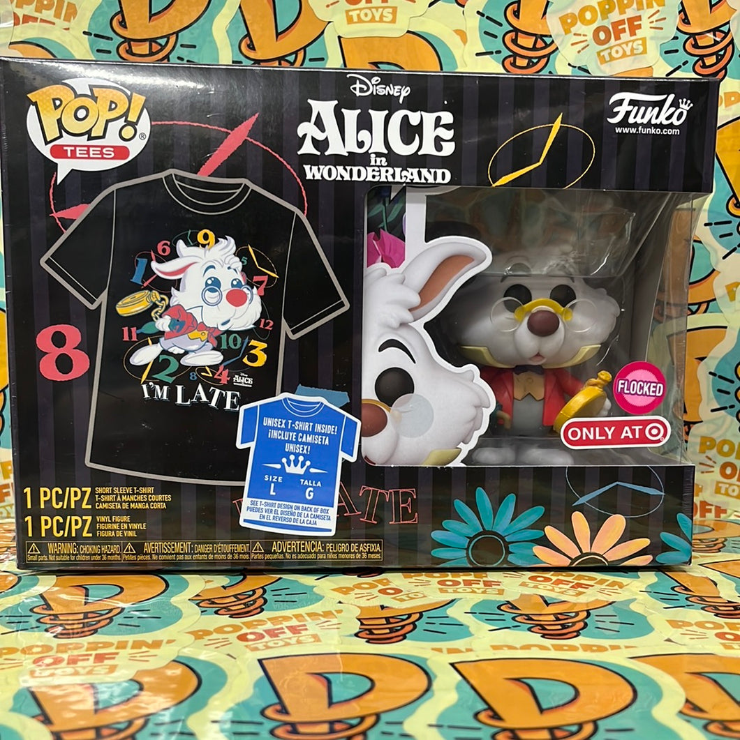 Pop! Tees: Disney: Alice in Wonderland- White Rabbit (Large T) (Flocked Pop) (Target)