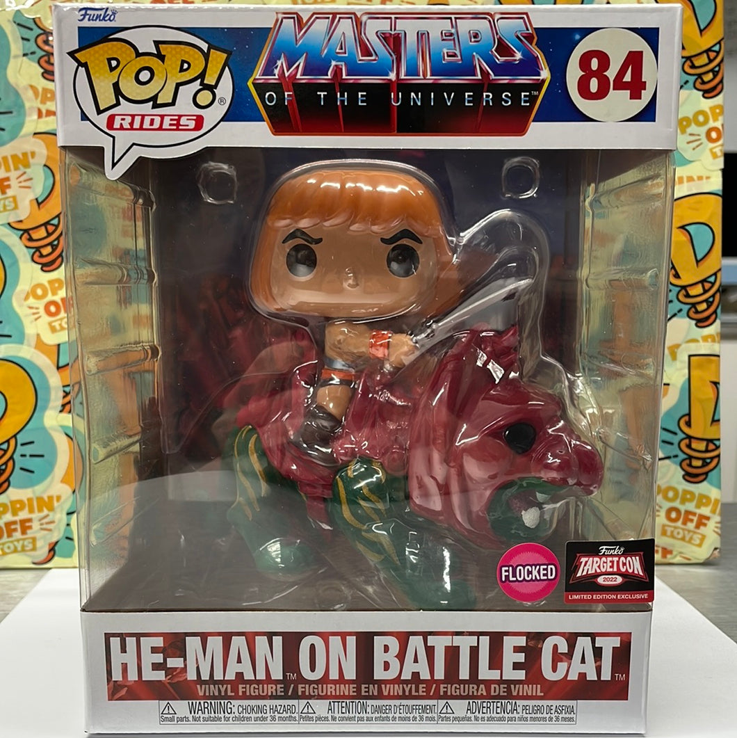 Pop! Rides: Masters of the Universe- He-Man On Battle Cat (Flocked Target Con 2022 Exclusive)