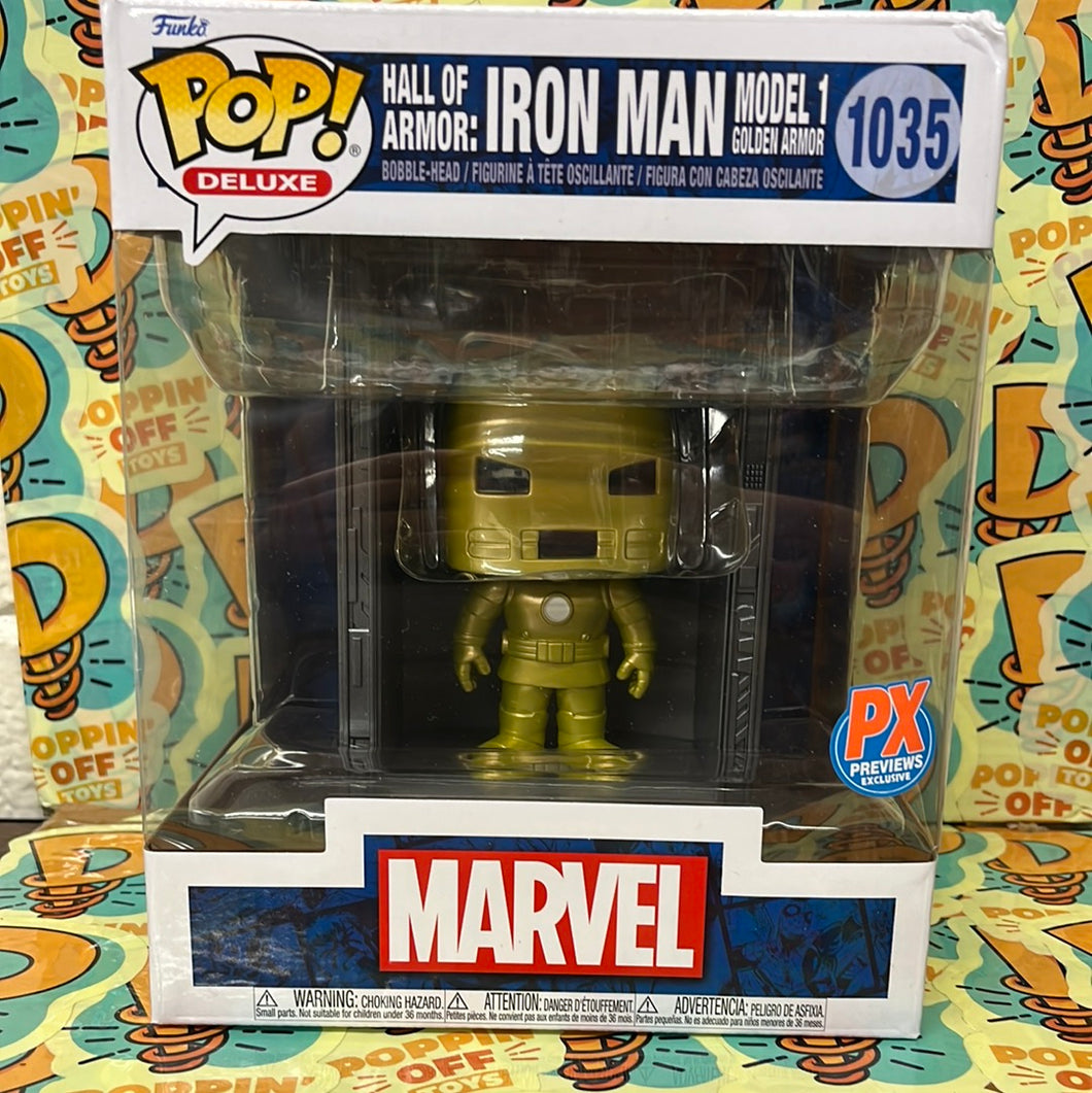 Pop! Deluxe Marvel: Hall of Armor: Iron Man Model 1 Golden Armor (PX) (Damaged)